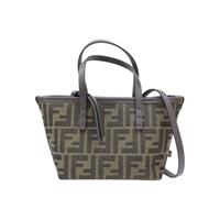 棕色 帆布 牛皮 Mini Roll 兩用包【FENDI 芬迪】 8BS096