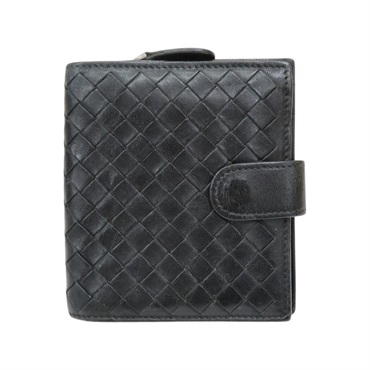 黑色 編織牛皮 格紋 零錢包 短夾【BOTTEGA VENETA BV 寶緹嘉】 121059