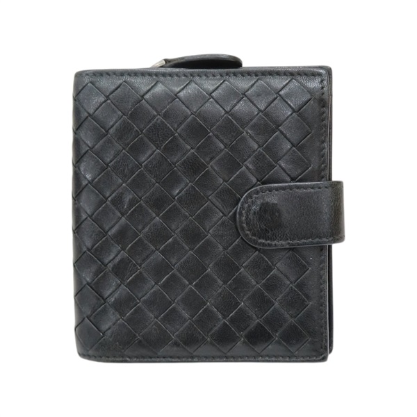 黑色 編織牛皮 格紋 零錢包 短夾【BOTTEGA VENETA BV 寶緹嘉】 121059