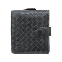黑色 編織牛皮 格紋 零錢包 短夾【BOTTEGA VENETA BV 寶緹嘉】 121059