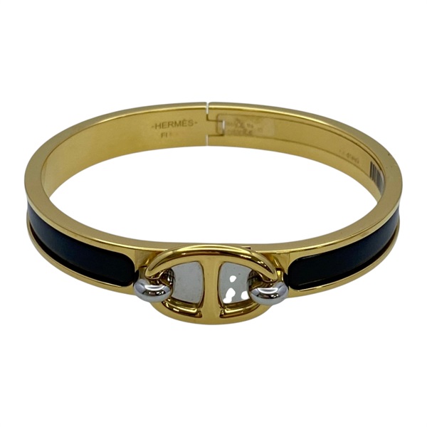 黑色琺瑯 金色鍍金 Mini Clic Chaine d'Ancre 手環【HERMES 愛馬仕】 H209000F 01PM