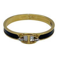 黑色琺瑯 金色鍍金 Mini Clic Chaine d'Ancre 手環【HERMES 愛馬仕】 H209000F 01PM