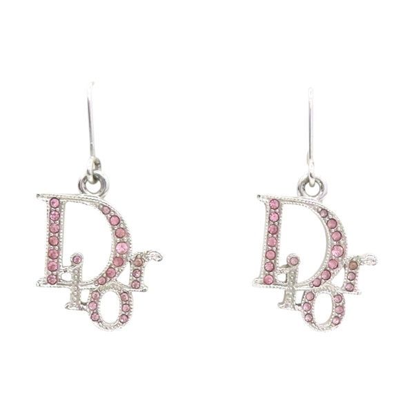 金屬 粉水鑽 針式耳環【Dior 迪奧】