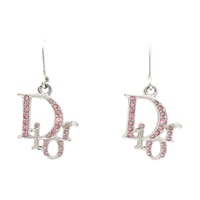 金屬 粉水鑽 針式耳環【Dior 迪奧】