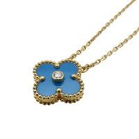 18K黃金 藍瑪瑙 1PD鑽石 Vintage Alhambra 項鍊【Van Cleef ＆ Arpels 梵克雅寶】 RP46000