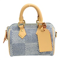 藍色 丹寧棋盤格 3D Speedy 18 Bandouliere 两用包【LOUIS VUITTON LV 路易威登】 N40682