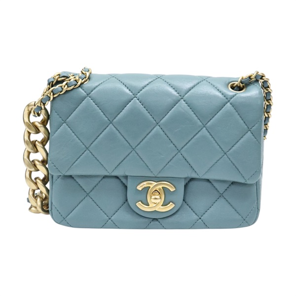 綠色羊皮 coco 17cm 鍊帶 肩背包【CHANEL 香奈兒】