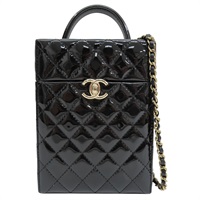 黑色 漆皮皮革 硬盒 肩背包【CHANEL 香奈兒】 AS5591