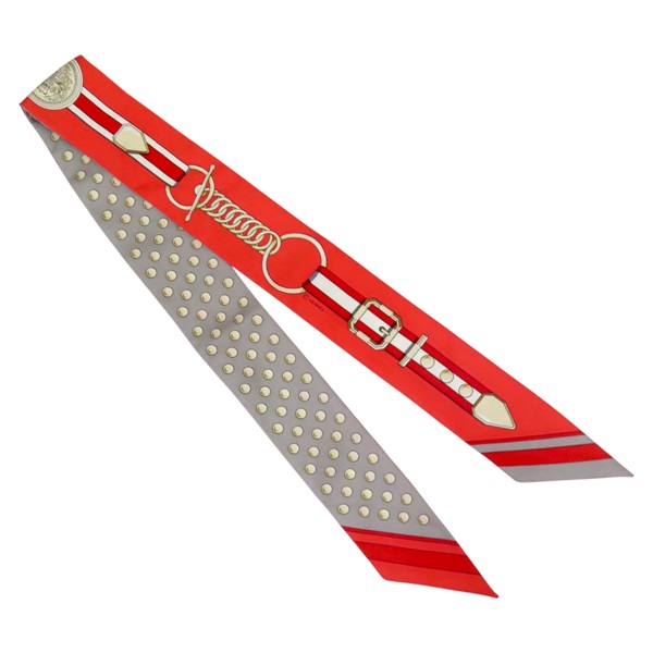 橘色 絲綢 Grand Tralala twilly 絲巾【HERMES 愛馬仕】 H063778S