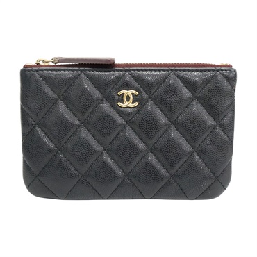 黑色 菱格紋 荔枝牛皮 Classic 拉鍊 零錢包 金釦【CHANEL 香奈兒】 A82365
