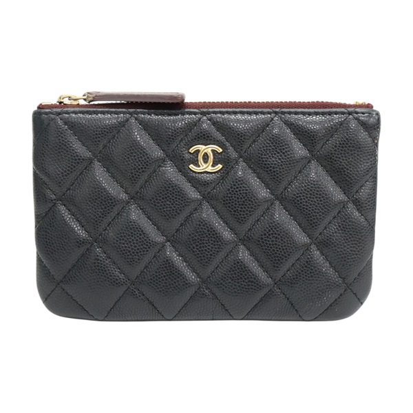 黑色 菱格紋 荔枝牛皮 Classic 拉鍊 零錢包 金釦【CHANEL 香奈兒】 A82365