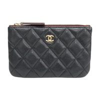 黑色 菱格紋 荔枝牛皮 Classic 拉鍊 零錢包 金釦【CHANEL 香奈兒】 A82365
