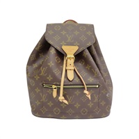 棕色 原花 PVC塗層帆布 MONTSOURIS 後背包【LOUIS VUITTON LV 路易威登】 M43431