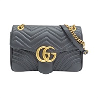 黑色 牛皮 GG Marmont 肩背包【GUCCI 古馳】 443496