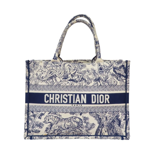 深藍/白色 緹花帆布 Book Tote M 托特包 手提包【Dior 迪奧】 M1296ZTDT