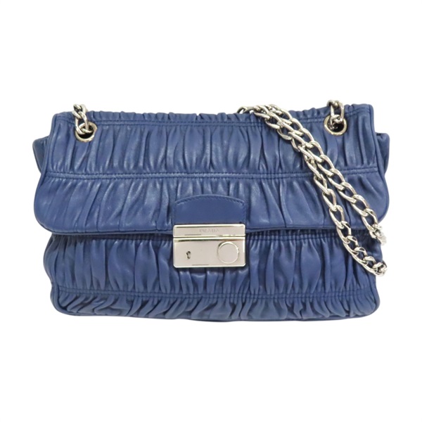 深藍色 羊皮 鍊帶肩背包【PRADA 普拉達】 BT0939