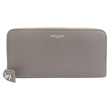 灰色 牛皮 拉鍊長夾【SAINT LAURENT 聖羅蘭】 414680