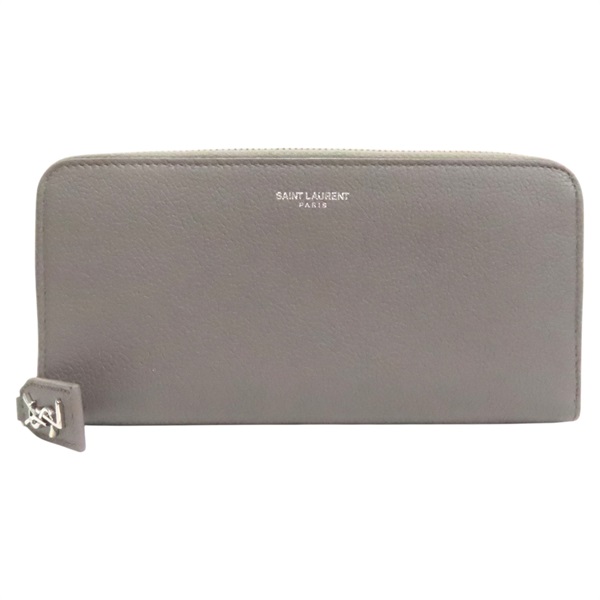 灰色 牛皮 拉鍊長夾【SAINT LAURENT 聖羅蘭】 414680