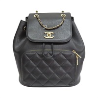 黑色牛皮 Business Affinity 後背包 金釦【CHANEL 香奈兒】 A93748