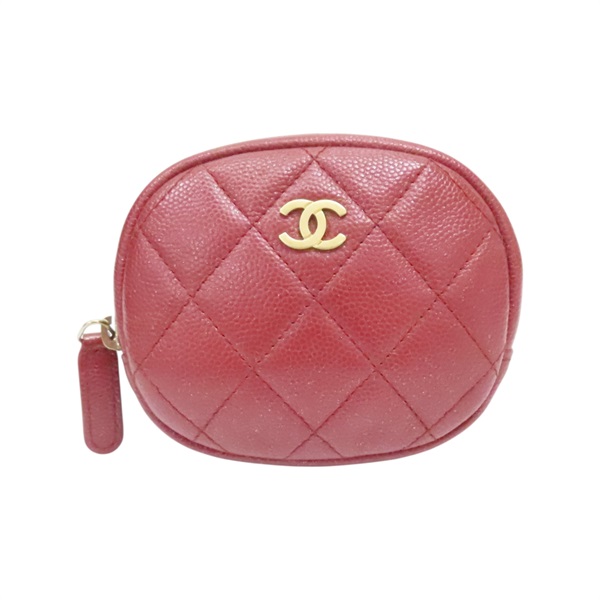 磚色 菱格紋 荔枝牛皮 零錢包 金釦【CHANEL 香奈兒】