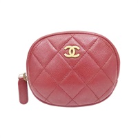 磚色 菱格紋 荔枝牛皮 零錢包 金釦【CHANEL 香奈兒】