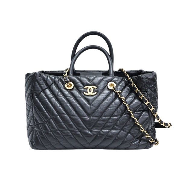 黑色 山型紋 羊皮 Matelasse 兩用包 金扣【CHANEL 香奈兒】 A57974