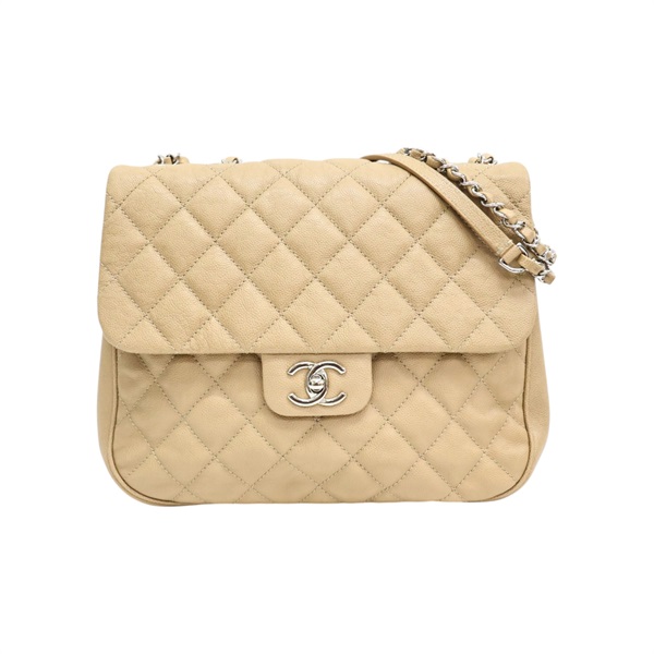 淺褐色 荔枝紋牛皮 Urban Companion 鍊帶 肩背包 銀扣【CHANEL 香奈兒】