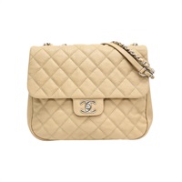 淺褐色 荔枝紋牛皮 Urban Companion 鍊帶 肩背包 銀扣【CHANEL 香奈兒】