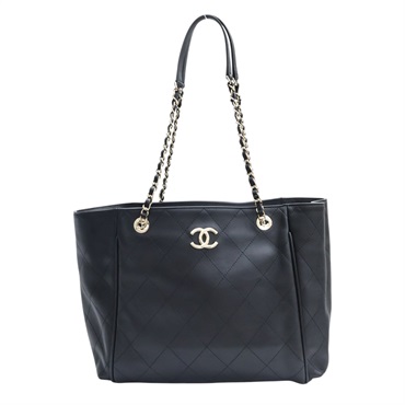 黑色 牛皮 鍊帶 肩背包 金扣【CHANEL 香奈兒】