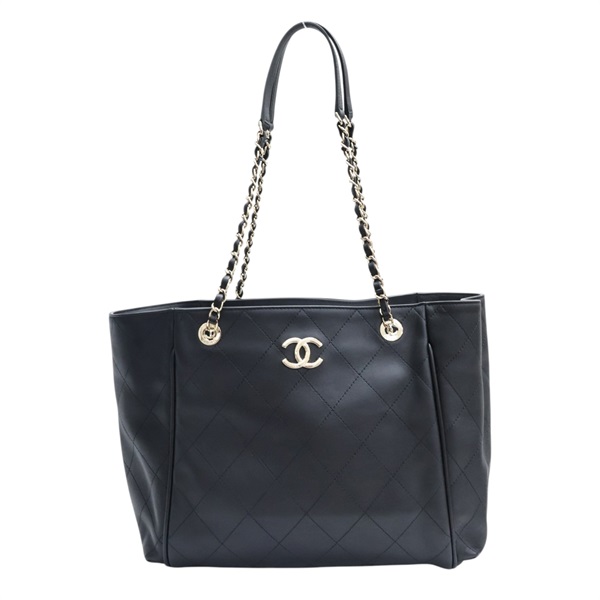 黑色 牛皮 鍊帶 肩背包 金扣【CHANEL 香奈兒】