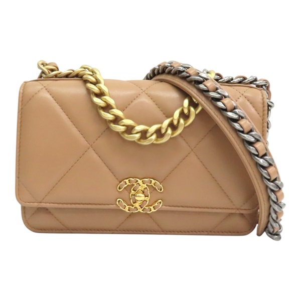 奶茶色 菱格紋 羊皮 19 WOC 兩用包 金釦【CHANEL 香奈兒】 AP3267