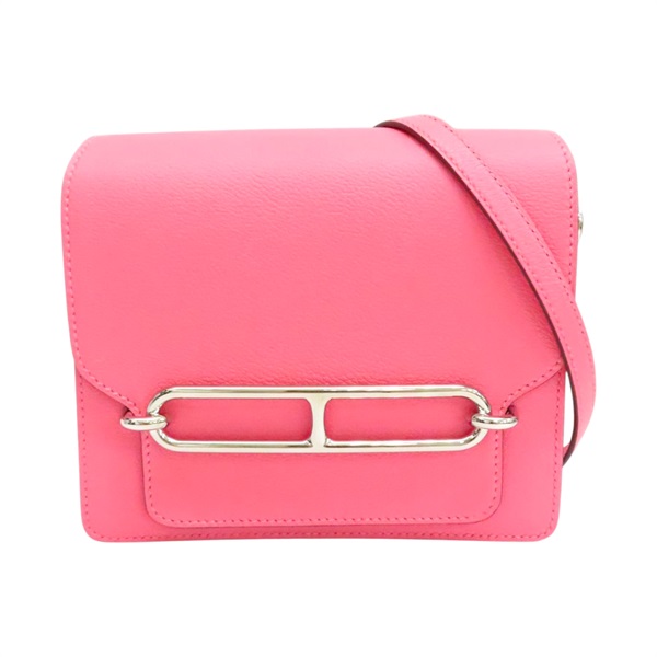 唇膏粉 EVERCOLOR牛皮 Roulis Mini 肩背包 C刻 銀釦【HERMES 愛馬仕】 H070510CK