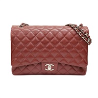 紅色 菱格紋 荔枝牛皮 CoCo 34 鍊帶肩背包 銀釦【CHANEL 香奈兒】 A58601