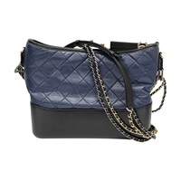 藍/黑色 菱格紋牛皮 流浪包 25 肩背包 【CHANEL 香奈兒】 A93824