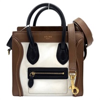 白色 棕色 牛皮 Nano Luggage 兩用包【CELINE 賽琳】 189243
