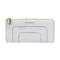 白色 牛皮 Serpenti 拉鏈長夾 36477【BVLGARI 寶格麗】 36477