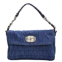 藍色 單寧布 水鑽 肩背包【MIU MIU 繆繆】 5N1551