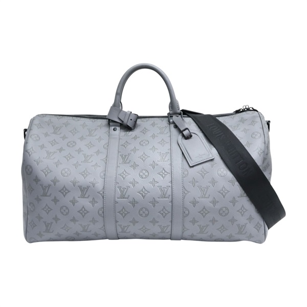 灰色 壓花牛皮 Keepall Bandouliere 50 行李袋 兩用包【LOUIS VUITTON LV 路易威登】 M46117