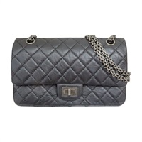 黑色 菱格紋 牛皮 2.55 口蓋包 肩背包 銀釦【CHANEL 香奈兒】 A37586