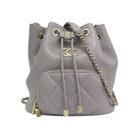 灰色 亮面牛皮 水桶包 肩背包 金扣【CHANEL 香奈兒】 AS2353