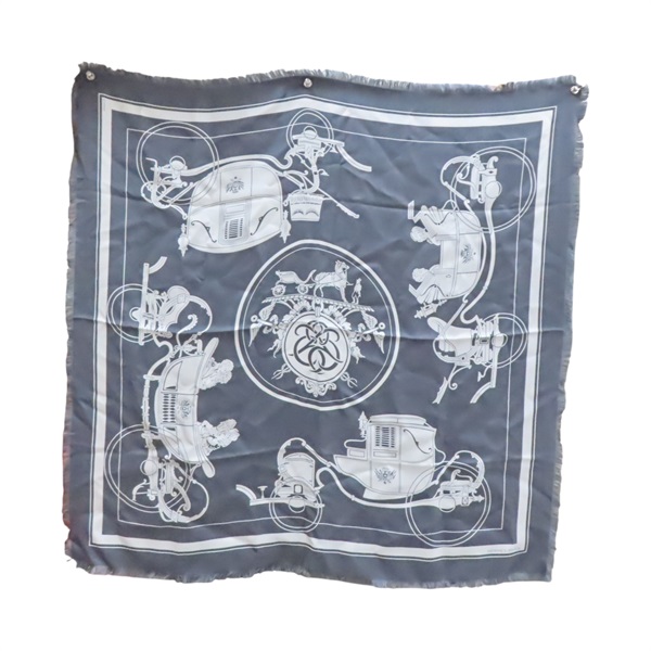 灰色 絲綢 Carre H 方巾 80*80【HERMES 愛馬仕】