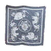 灰色 絲綢 Carre H 方巾 80*80【HERMES 愛馬仕】