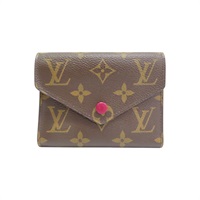 棕/紫紅色 原花帆布 Victorine 三折短夾【LOUIS VUITTON LV 路易威登】 M41938