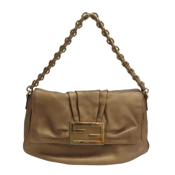 金屬棕色 牛皮 Mia 肩背包【FENDI 芬迪】 8BR614-HJM