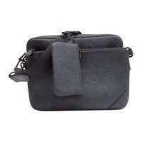 黑色牛皮 老花壓紋 Trio 郵差包 肩背包【LOUIS VUITTON LV 路易威登】 M46602
