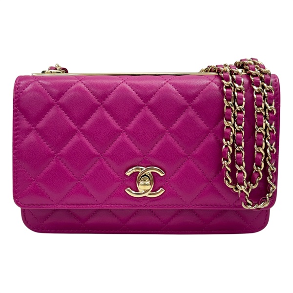 粉紅色 羊皮 荔枝紋 Woc Trendy 肩背包 金和 【CHANEL 香奈兒】 A80982