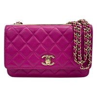 粉紅色 羊皮 荔枝紋 Woc Trendy 肩背包 金和 【CHANEL 香奈兒】 A80982