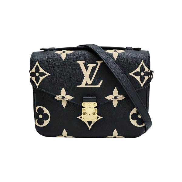 黑色牛皮/ 粉色老花logo Pochette Metis 肩背包【LOUIS VUITTON LV 路易威登】 M45773