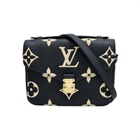 黑色牛皮/ 粉色老花logo Pochette Metis 肩背包【LOUIS VUITTON LV 路易威登】 M45773