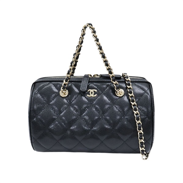 黑色 荔枝紋 牛皮 經典鏈帶 圓筒包 兩用包【CHANEL 香奈兒】 AP4474